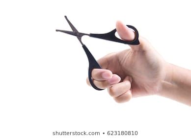 Female Hand Holding Scissors Isolated On Stock Photo 1041880702