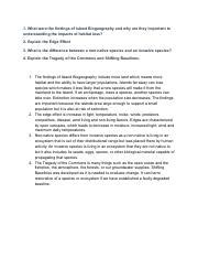 ENVS 110 Pdf 1 What Were The Findings Of Island Biogeography And