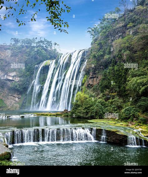 Huangguoshu Waterfall In Guizhou Anshun Whitewater River Stock Photo