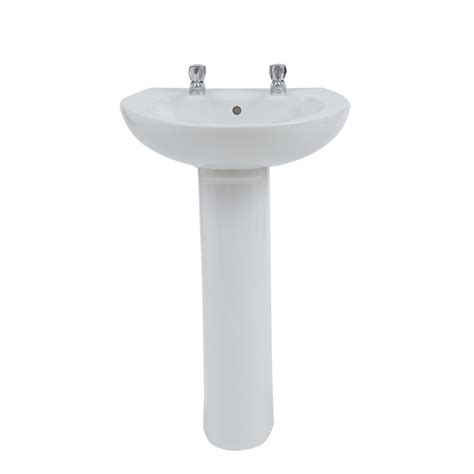 Atlantic Full Pedestal 2 Tap Hole Basin In Different Sizes