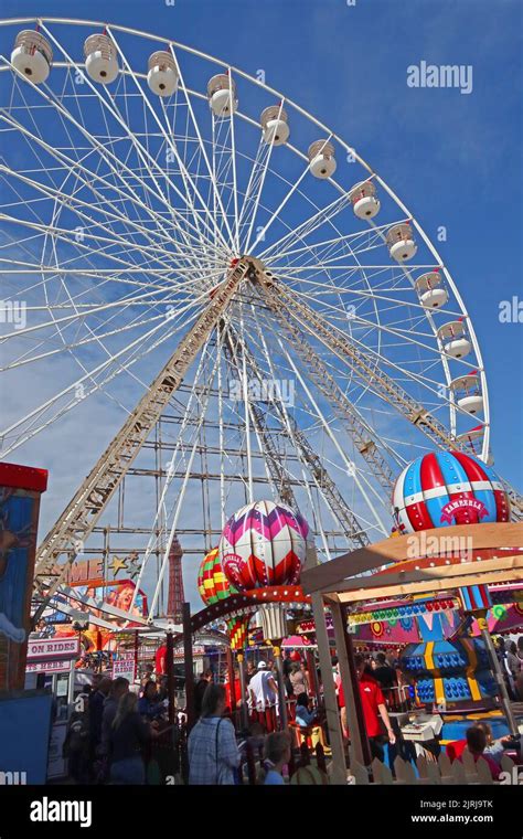 Big Ferris Wheel With Blackpool Tower In Background Central Piers