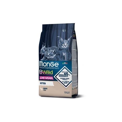 Monge BWild Kitten visavertis pašaras jauniems kačiukams su žąsiena 1 ...