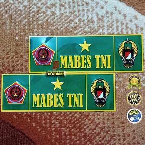 Jual Stiker Mabes TNI AD Hijau Panjang Timbul Sepasang Stiker Plat