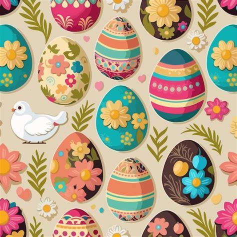 Premium Vector A Seamless Pattern With Easter Eggs And A Dove