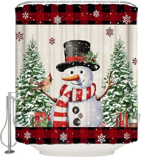 Amazon Lbhause Waterproof Fabric Shower Curtain Christmas Snowman