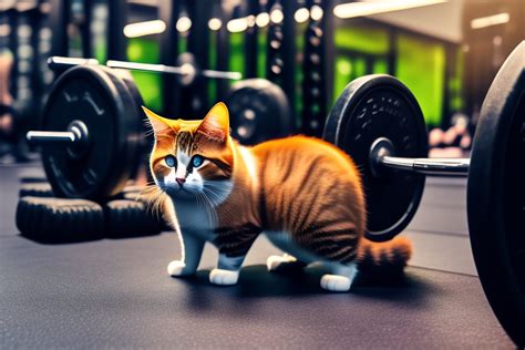 Lexica A Cat Lifting At The Gym With A Six Pack