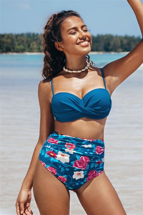 Bikini Set Mit Floral Muster Und High Waist Cupshe Deutschland