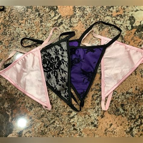 Intimates Sleepwear Pink Nude Purple Lace Thong Panties Vintage