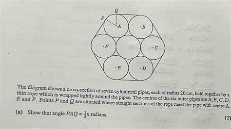 Solved The Diagram Shows A Cross Section Of Seven Cylindrical Pipes