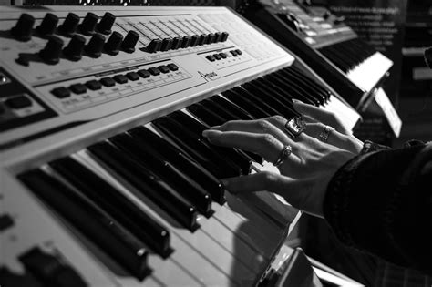 Free photo: Person Playing Electric Piano in Grayscale Photo - Audio, Black-and-white, Hands ...