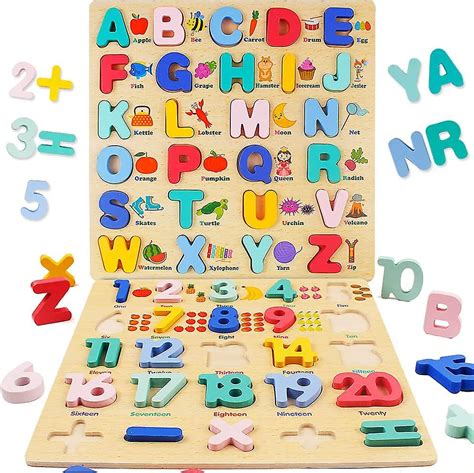 Wooden Puzzles For Toddlers, 2 Pack Oversized Wooden Abc Alphabet ...