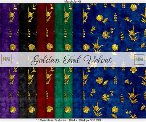 Second Life Marketplace Golden Foil Velvet Matchup Kit 10 Seamless Textures Nm