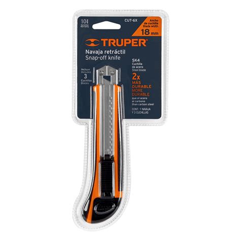 Cutter 18 Mm Profesional Con Alma Metálica Y Grip Truper Cutters 16977