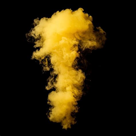 Abstract Yellow Smoke Photography Dynamic Swirling Smoke On Black