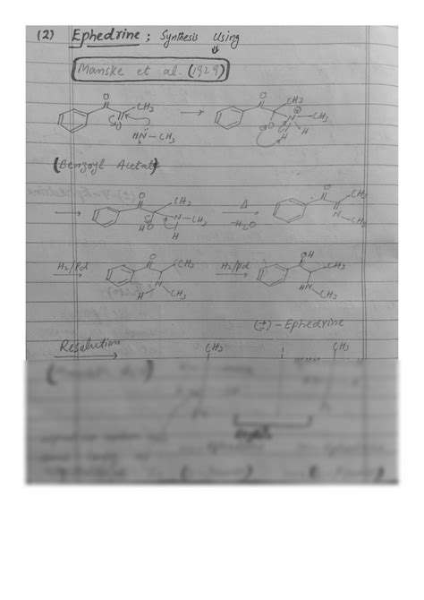 SOLUTION: Ephedrine synthesis by manske et al 1928 - Studypool