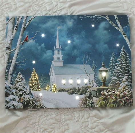 Christmas Pictures Decoration Led Light Up Timer Xmas Canvas Wall Art Print