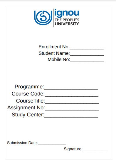 Download IGNOU Assignment Front Page 2024 (PDF With Filling Guide) - IGNOU BABA