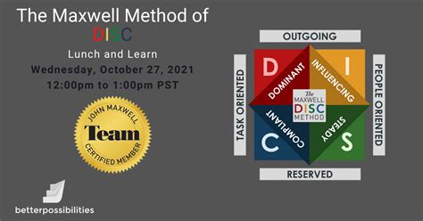 The Maxwell Method Of Disc Virtual Lunch And Learn Jmt Marketing System