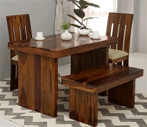 Buy Wertex Compact Seater Dining Set With Bench Honey Finish At