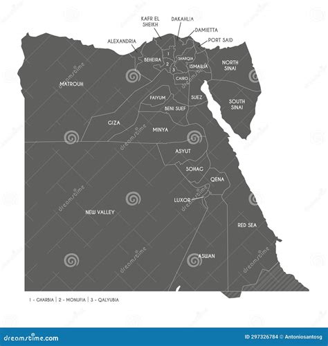 Vector Map Of Egypt With Governorates Or Provinces And Administrative