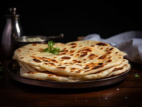 Indian Flat Bread Closeup Traditional Flatbread Also Known As Pita