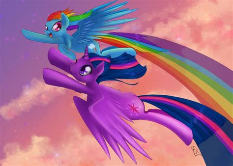 Princess Twilight Sparkle And Rainbow Dash Flying