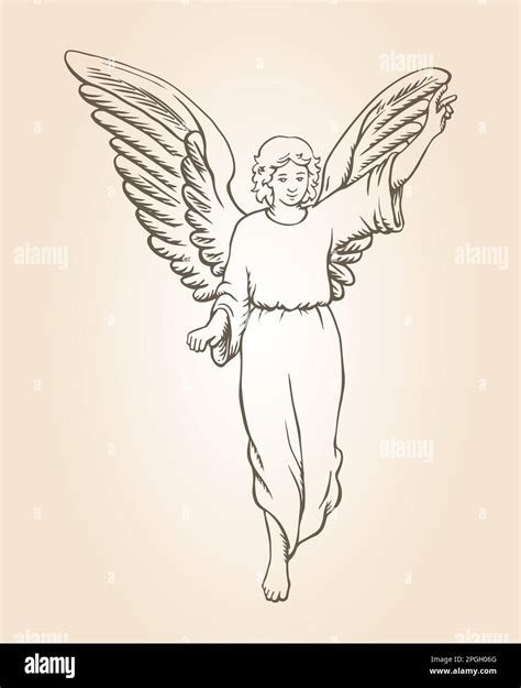 Hand Drawn Sketch Of Angel Vector Illustration Stock Vector Image