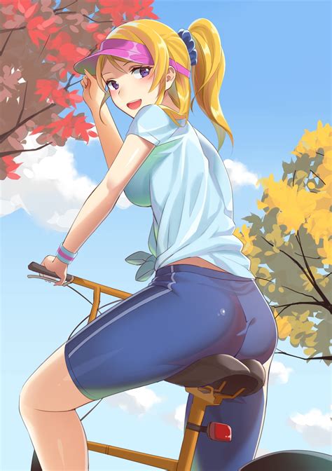 Fondos De Pantalla Ilustración Pelo Largo Anime Chicas Anime Culo Bicicleta Pantalones