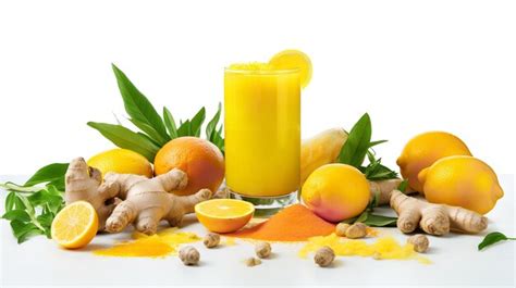 Premium Photo Ginger Lemon Turmeric Immune System Shot Juice Ai