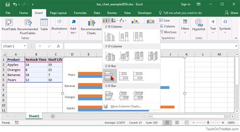 MS Excel 2016: How to Create a Bar Chart