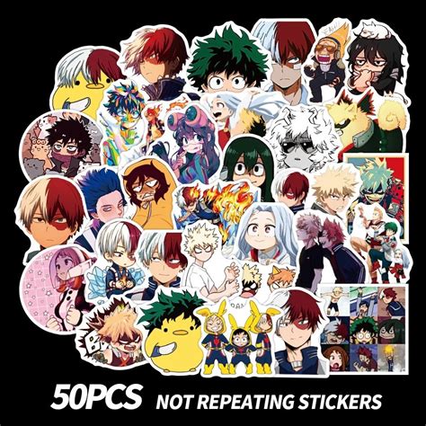 50pcs My Hero Academia Stickers Laptop Skateboard Izuku Midoriya Might