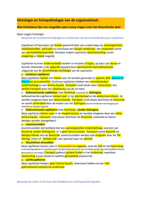 Histo En Patho Openvragen Histologie En Histopathologie Van De