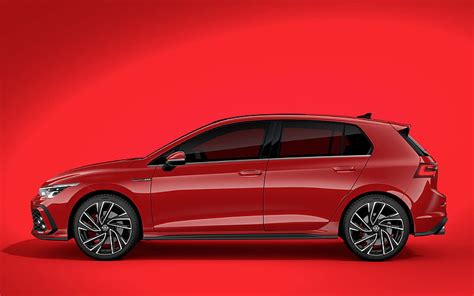 Volkswagen Golf 8 Gti 2021 Exterior Side View Red Hatchback New Red Golf Hd Wallpaper Peakpx