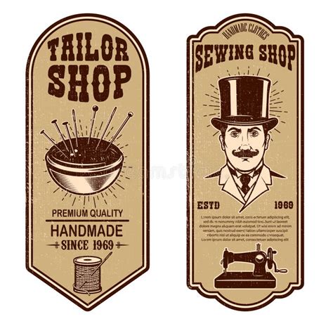 Set Of Vintage Tailor Shop Emblems Design Elements For Logo Label