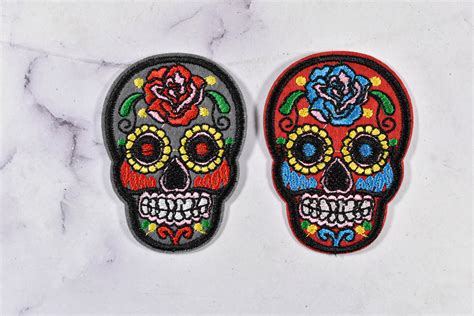 Sugar Skull Patch Day Of The Dead Patch Iron On Sugar Skull Patch Target Trim