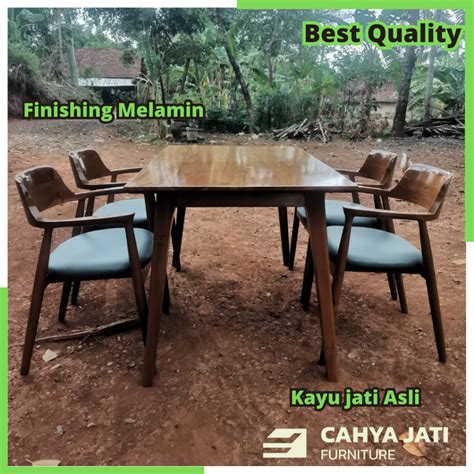 Jual Dinning Set Meja Makan Cafe Retro Minimalis Modern Kayu Jati Kursi