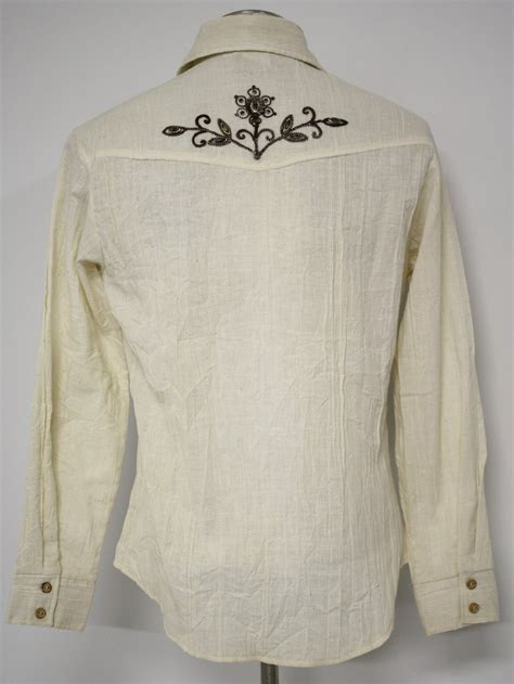 1970 S Vintage Kennington Western Shirt 70s Kennington Mens Ivory