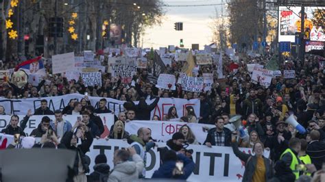 Thousands Gather In Belgrade To Protest Against Serbias Populist