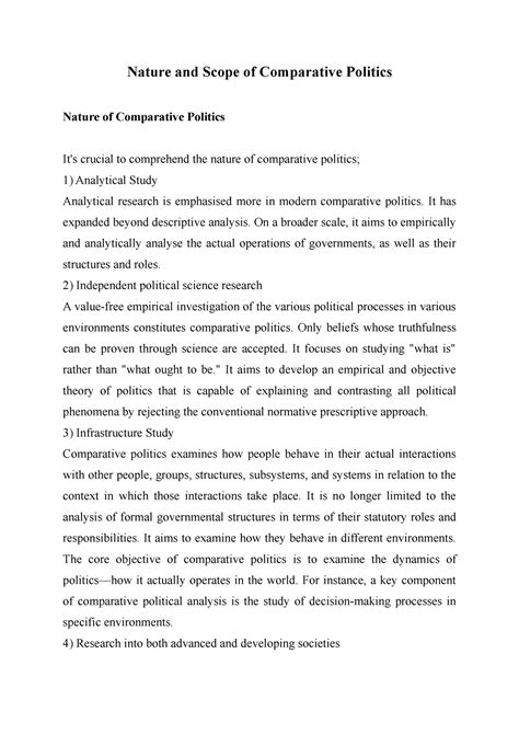 Nature And Scope Of Comparative Politics It Has Expanded Beyond