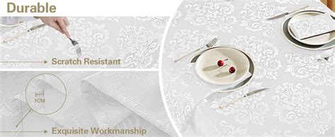 Amazon Sastybale Damask White Tablecloth Rectangle X Inch