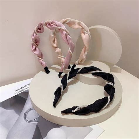 Jual Town Shell Kuro Premium Korean Pearl Headband Bando Mutiara