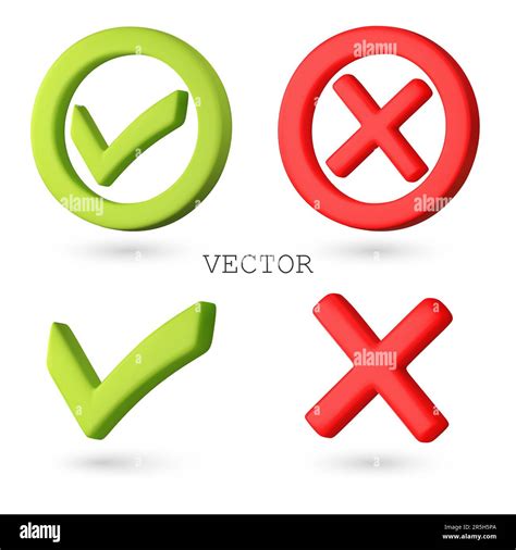 Vector D Icons Of Green Checkmark And Red Cross Confirming And