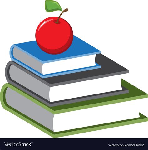 Stack Of Books And An Apple Cartoon Royalty Free Vector