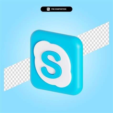 Ilustração em 3d do aplicativo do logotipo do skype isolada PSD Premium