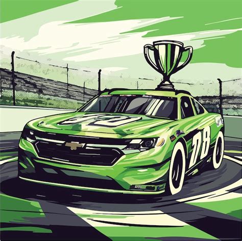 Vibrant Vector Illustration Of A Shiny Green Nascar Car Vector