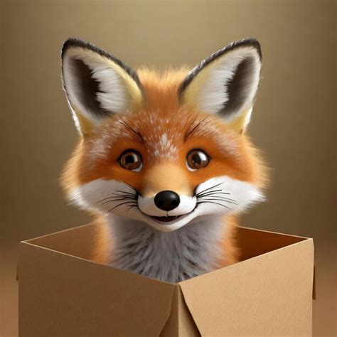 Premium Photo Cute Fox In The Box Digital Art