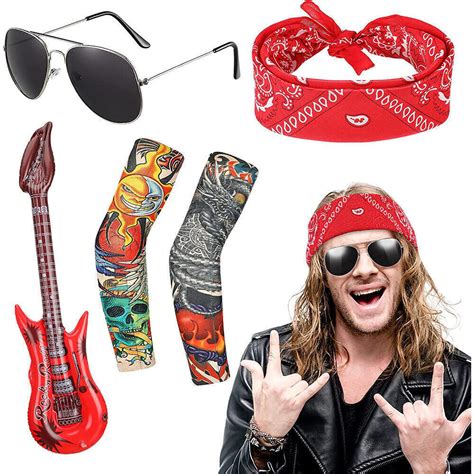 Men's Rock Star Heavy Metal Rockstar Accessory Set 70s 80s Disco Music ...