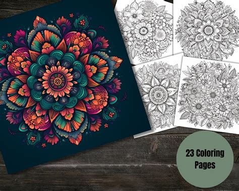 Mandala Coloring Book Flower Mandala Design Adults Kids - Etsy