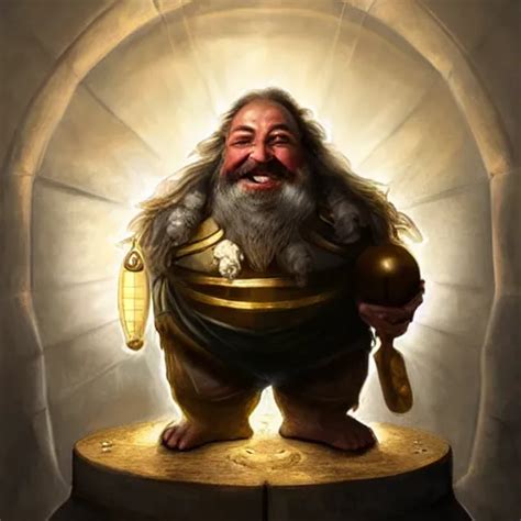 Symmetrical Portrait Of A Happy Dwarf Showing Off The Stable Diffusion