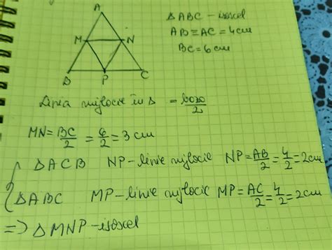 In Triunghiul Isoscel Abc Bc Este Baz Fie M N P Mijloacele